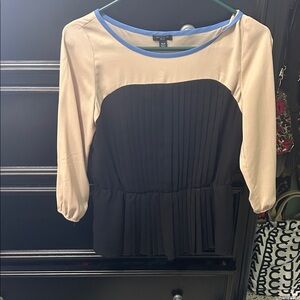 Ann Taylor Blue and Cream Blouse